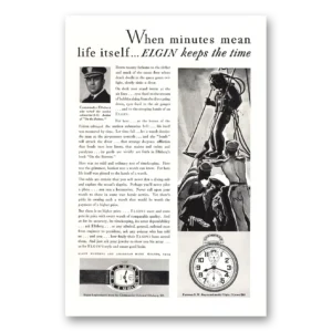 1929 Elgin Watch Print Ad | Minutes Mean Life