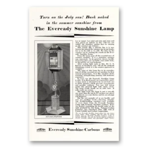 1929 Eveready Sunshine Lamp Print Ad | Turn On July