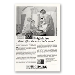 1929 Frigidaire Refrigerator Print Ad | Cold Control