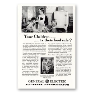 1929 General Electric Refrigerator Print Ad | Ge Children