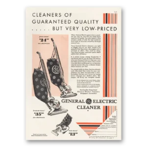 1929 General Electric Vacuum Print Ad | Cleaner Guaranteed