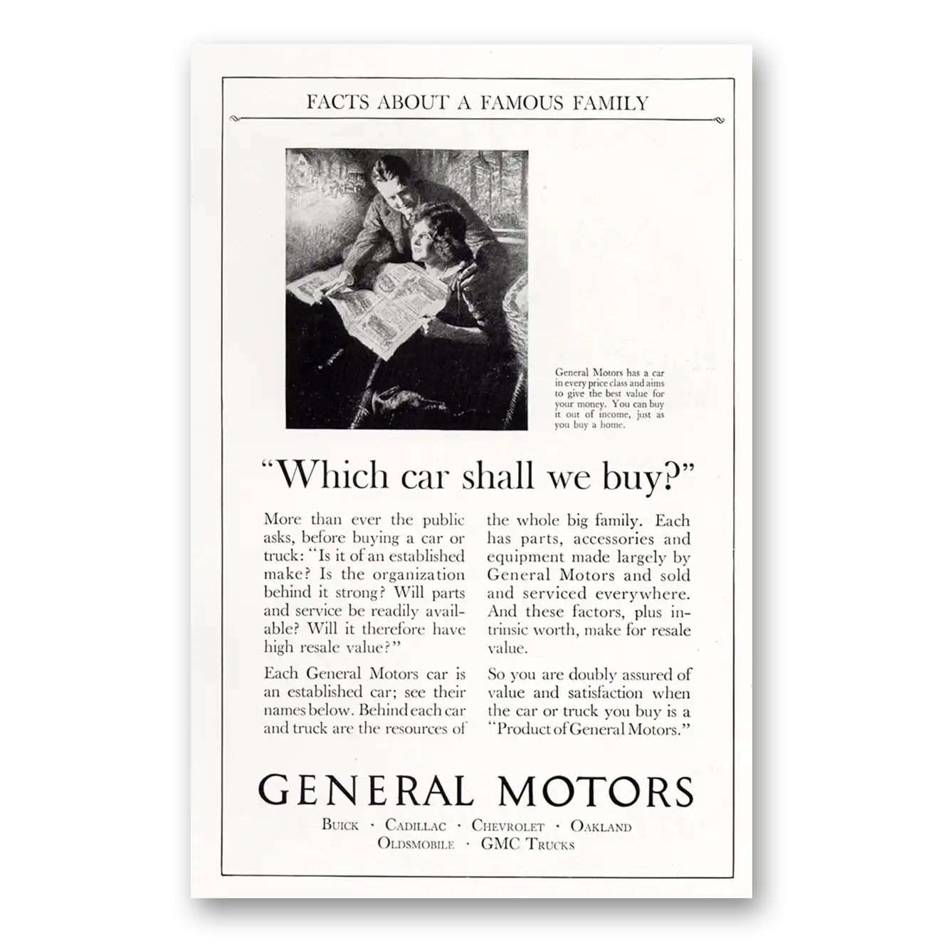 1925 General Motors Print Ad | Shall We Buy