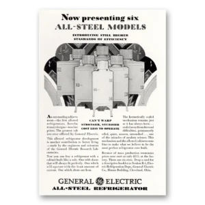 1929 General Electric Refrigerator Print Ad | Ge Steel Models
