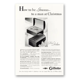 1929 Gillette Razor Blades Print Ad | Christmas
