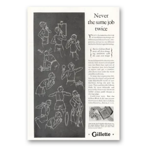 1929 Gillette Razor Blades Print Ad | Never Same Job