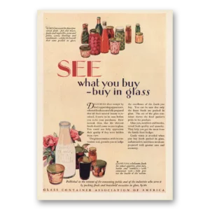 1929 Glass Container Print Ad | What You Buy