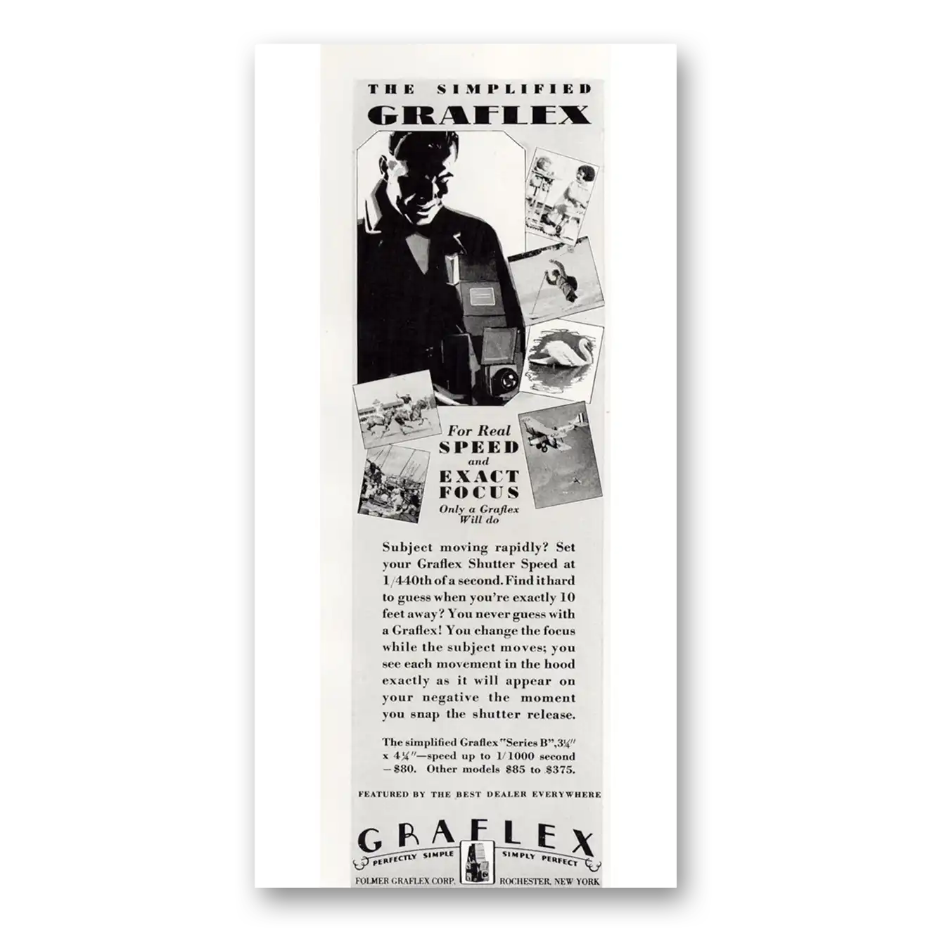 1929 Graflex Cameras Print Ad | Road Speed