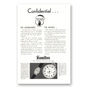 1929 Hamilton Watch Print Ad | Husbands Wives