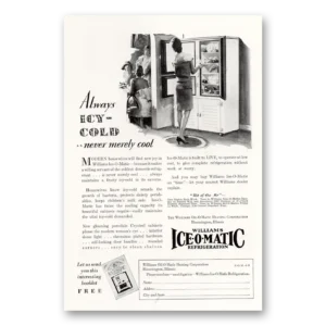 1929 Williams Oil-O-Matic Print Ad | Icy Cold