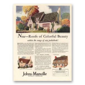 1929 Johns Manville Print Ad | Roofs Colorful