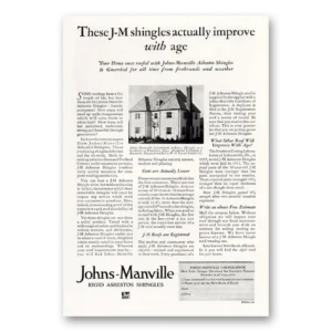 1929 Johns Manville Print Ad | Asbestos Shingles