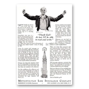 1929 Metropolitan Life Insurance Print Ad | Thank God