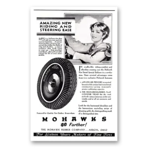 1929 Mohawk Tires Print Ad | Steering Ease
