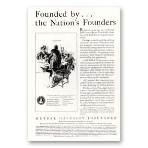 1929 Mutual Casualty Insurance Print Ad | Nations Founders