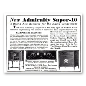 1929 Norden-Hauck Receiver Print Ad | Admiralty