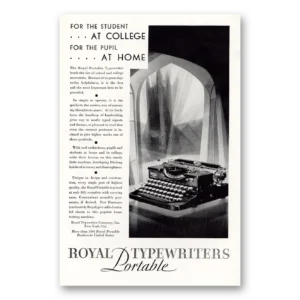 1929 Royal Typewriter Print Ad | Student  College