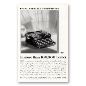 1929 Royal Typewriter Print Ad | 100000 Homes