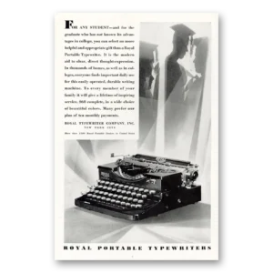 1929 Royal Typewriter Print Ad | Any Student