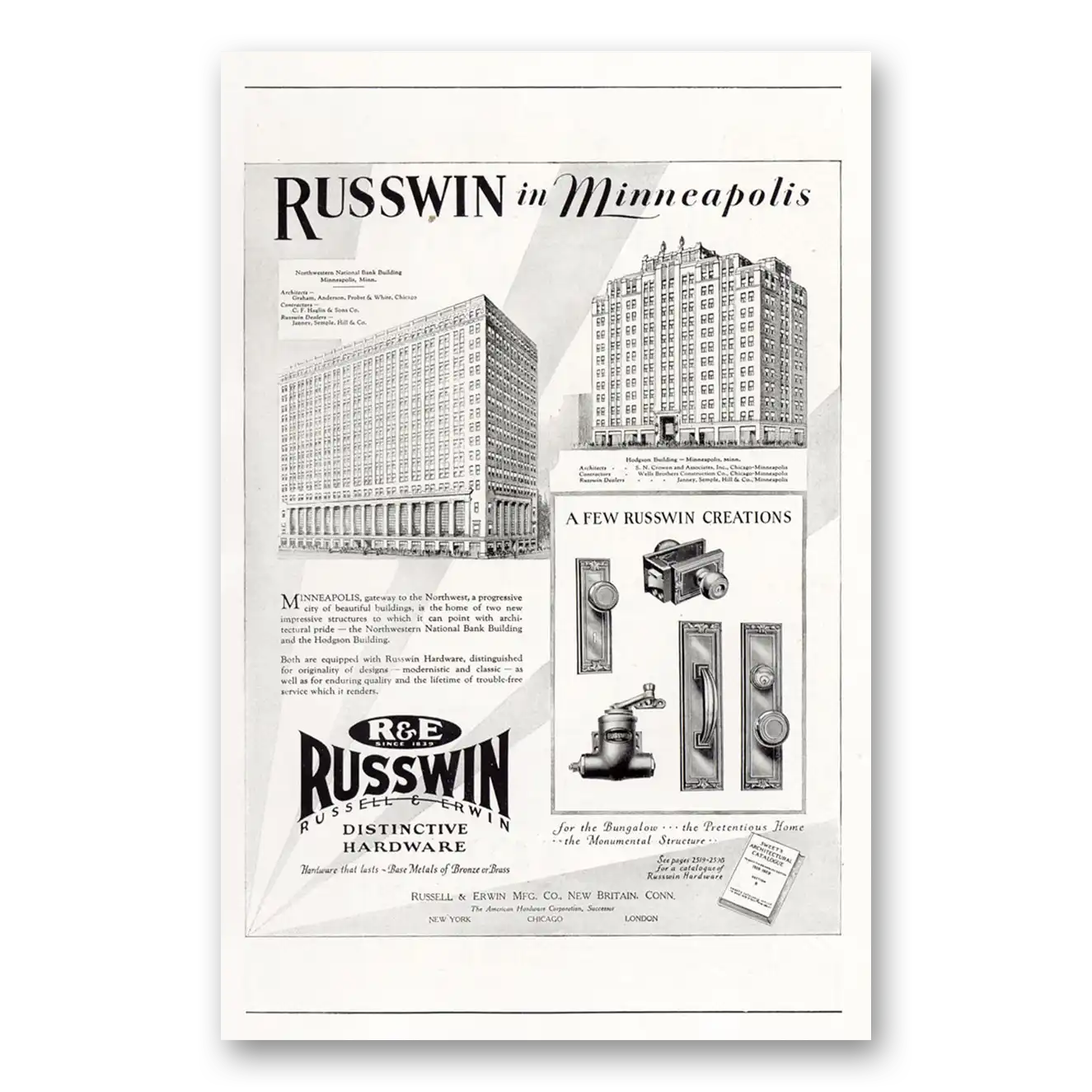 1929 Russwin Hardware Print Ad | Minneapolis