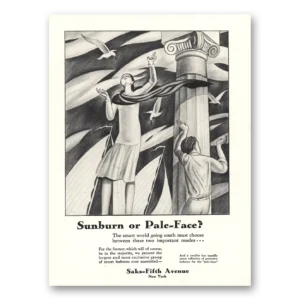 1929 Saks Fifth Avenue Print Ad | Sunburn Pale Face