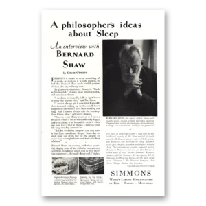 1929 Simmons Bed Mattresses Print Ad | Bernard Shaw
