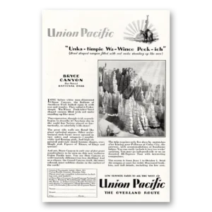 1929 Union Pacific Railroad Print Ad | Unka Timpie