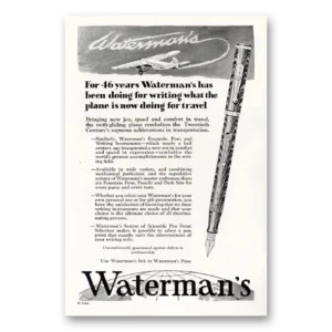 1929 Watermans Pen Print Ad | Doing For Writing