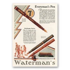 1929 Watermans Pen Print Ad | Scholastic Styles