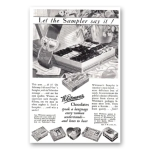 1929 Whitmans Chocolates Print Ad | Sample Say It