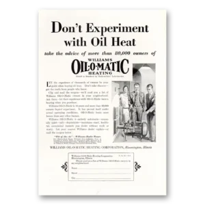 1929 Williams Oil-O-Matic Print Ad | Oil Heat