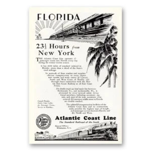1930 Atlantic Coast Line Railroad Print Ad | Florida Hours