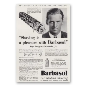 1930 Barbasol Shaving Cream Print Ad | Douglas Fairbanks Jr