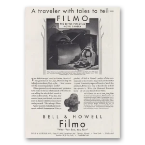 1930 Filmo Camera Print Ad | Traveler