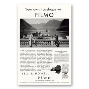 1930 Filmo Camera Print Ad | Travelogue