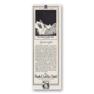 1930 Book Cadillac Hotel Print Ad | Good Night