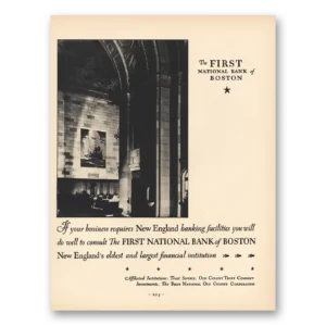 1930 First National Bank of Boston Print Ad | New England