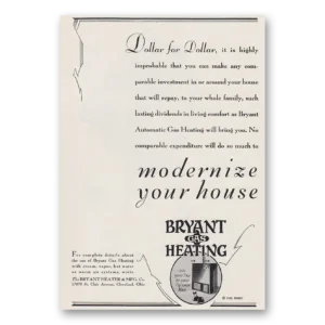 1930 Bryant Gas Heating Print Ad | Modernize House