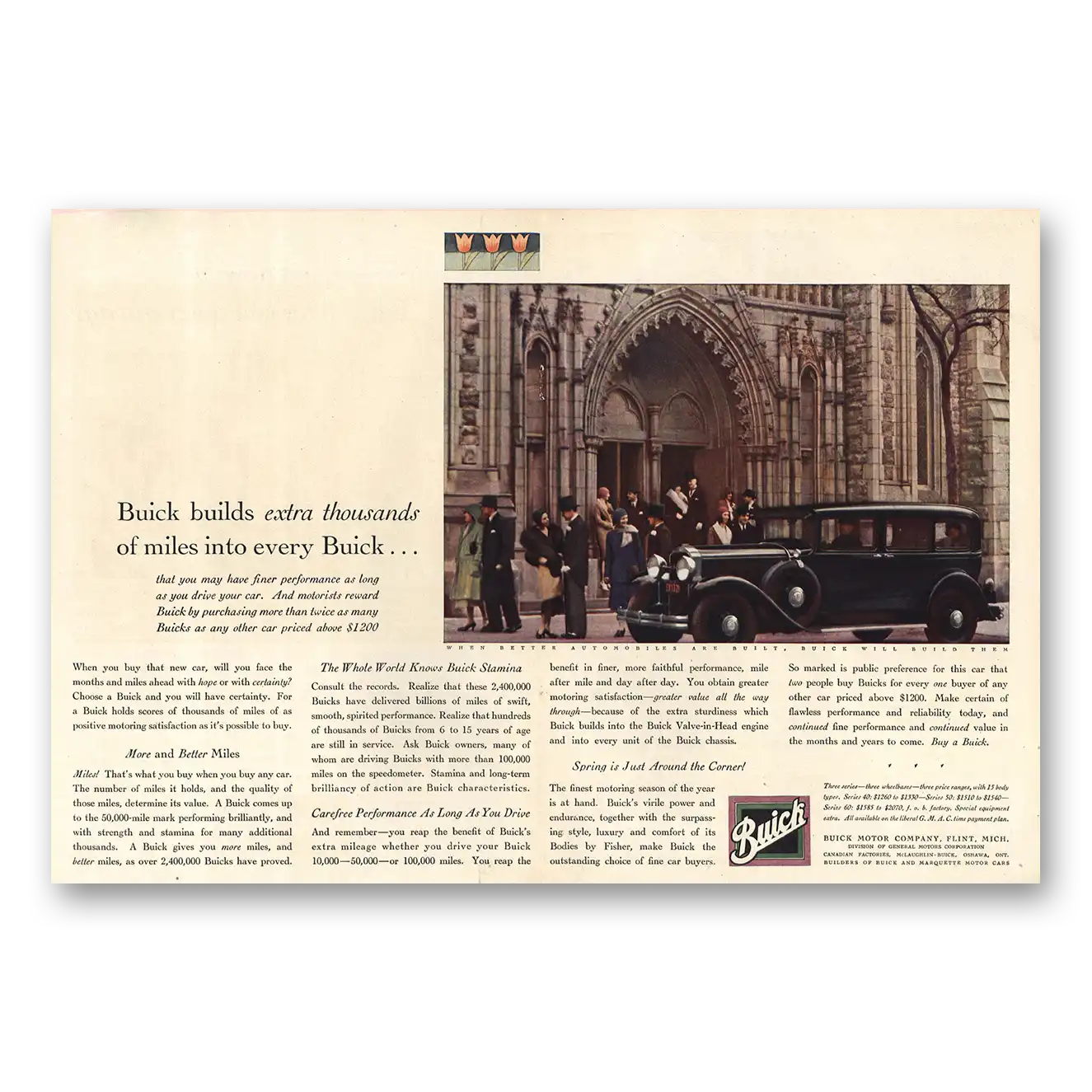 1930 Buick Print Ad | Thousands Miles