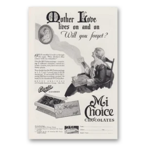 1930 Bunte Mi Choice Chocolates Print Ad | Mother Love