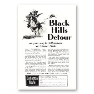 1930 Burlington Route Print Ad | Black Hills Detour