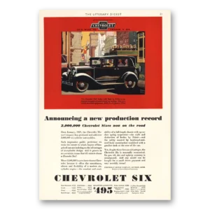 1930 Chevrolet Six Print Ad | Production Record