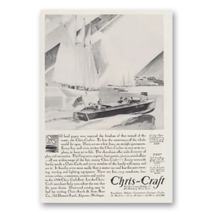 1930 Chris Craft Print Ad | No Land Gypsy