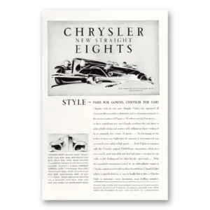 1930 Chrysler Eight Print Ad | Paris For Gowns
