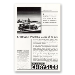 1930 Chrysler Print Ad | Inspires Pride
