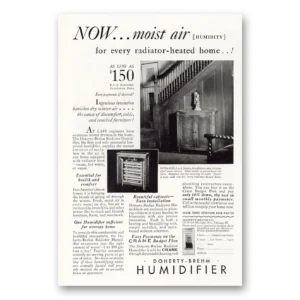 1930 Doherty Brehm Humidifier Print Ad | Moist Air Humidity