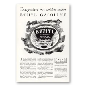 1930 Ethyl Gasoline Print Ad | Emblem Means