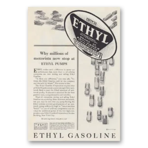 1930 Ethyl Gasoline Print Ad | Millions Motorists