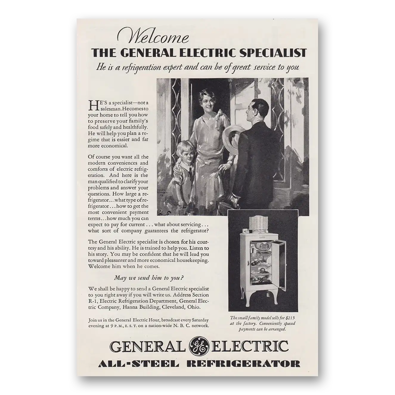 1930 General Electric Refrigerator Print Ad | Ge Specialist