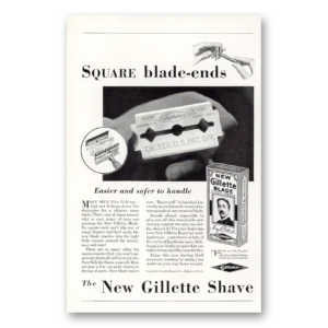 1930 Gillette Razor Blades Print Ad | Square Blade