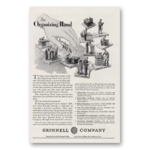 1930 Grinnell Company Print Ad | Organizing Hand